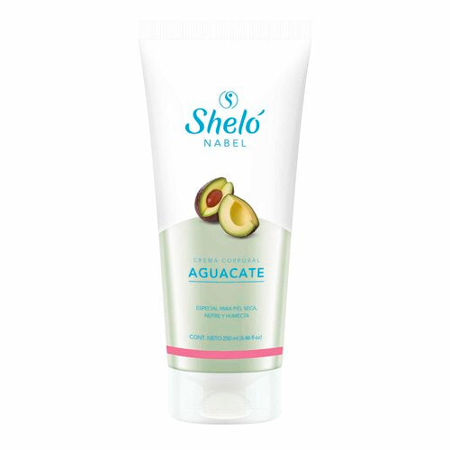Shelo Nabel Crema Corporal Aguacate - ¡Extra Hidratante! Con extracto de Aguacate Contiene Fitoesterinas que ayudan a mantener y mejorar la suavidad, hidratación y textura de la piel. Code / Clave U018 Net Contents 8.46 Fl oz (250 ml)