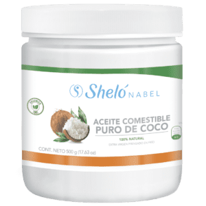 Shelo Nabel Coconut oil - El aceite de Coco brinda propiedades antimicoticas y antiinflamatarias, es de facil digestión y rersistente a las altas temperaturas al momento de cocinar los alimentos, por su alto contenido en sales minerales el coco es un excelente aliado para el buen funcionamiento de organismo, también puede ser utilizado de manera Tópica brindando hidratación y nutrición a la piel y el cabello. Contenido 500 g