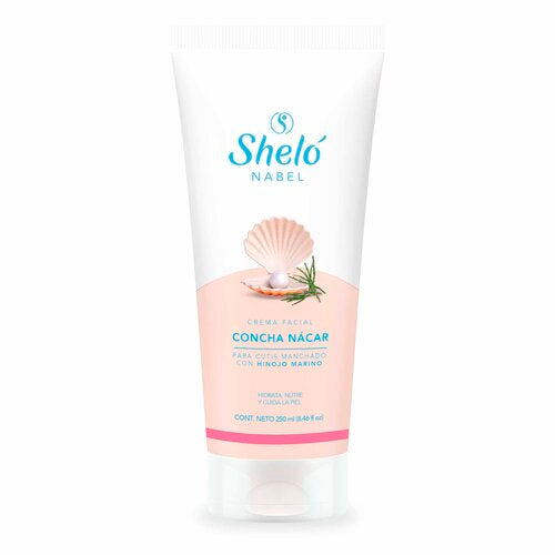 Shelo Nabel Crema Facial Concha NÃ¡car -  Â¡CREMA PARA CUTIS MANCHADO! Con extracto de hinojo marino. Auxiliar en manchas, cicatrices y paÃ±o. 250 G. 8.46 fl oz