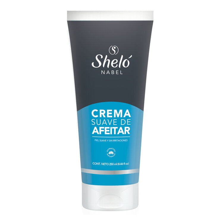 Shelo Nabel Crema Suave para Afeitar -  Piel suave y sin irritaciones. Con extracto natural de Aceite de Jojoba, Almendras y Mentol que proporcionan un afeitado limpio en la piel. Code / Clave U715 Net Contents 8.46 Fl oz (250 ml)