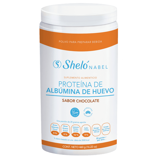 Shelo Nabel Aibumin Proteina -  La ProteÃ­na de AlbÃºmina de Huevo contiene aminoÃ¡cidos considerados esenciales para favorecer el desarrollo muscular. Se considera adecuada para aquellas personas que necesitan incrementar su ingesta diaria en proteÃ­nas. Endulzado con Stevia. 460 G 16.22 fl oz