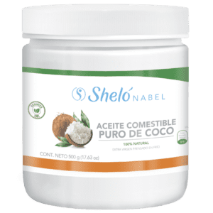 Shelo Nabel Coconut oil -  El aceite de Coco brinda propiedades antimicoticas y antiinflamatarias, es de facil digestiÃ³n y rersistente a las altas temperaturas al momento de cocinar los alimentos, por su alto contenido en sales minerales el coco es un excelente aliado para el buen funcionamiento de organismo, tambiÃ©n puede ser utilizado de manera TÃ³pica brindando hidrataciÃ³n y nutriciÃ³n a la piel y el cabello. Contenido 500 g